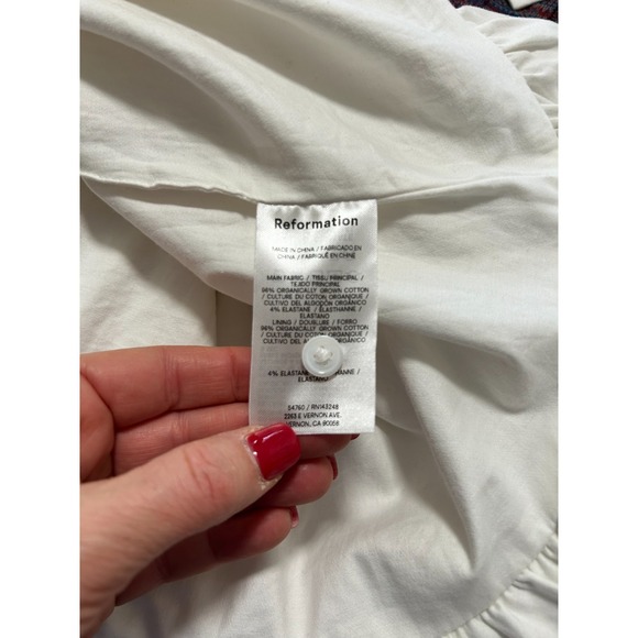Reformation Moira Mini Dress Size 10 Large White Cotton Button Bubble Hem NWT - Picture 7 of 11